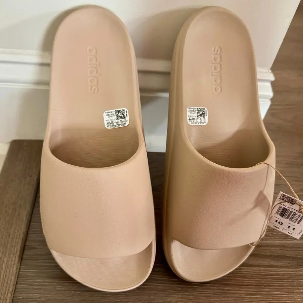 Adidas Adilette Lumia Slides Tan Neutral Pool Shower Beach Mens 11 NEW IN BOX